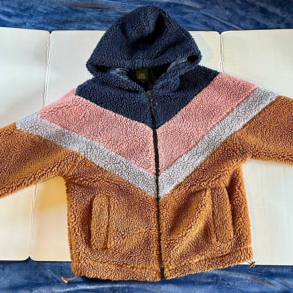 Wild Fable multicolor faux fur vintage hooded teddy coat